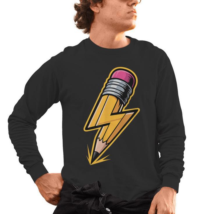 Retro Pencil Pencil Back To School Teacher Student Men's Long Sleeve T-Shirt