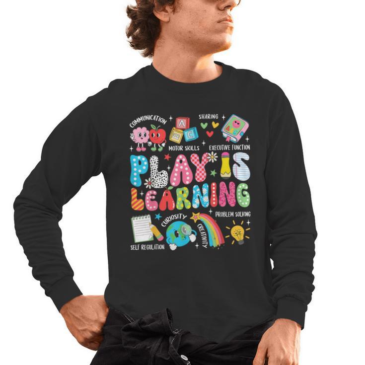 Retro Play Is Learning Kindergarten Teacher Team Women Men's Long Sleeve T-Shirt