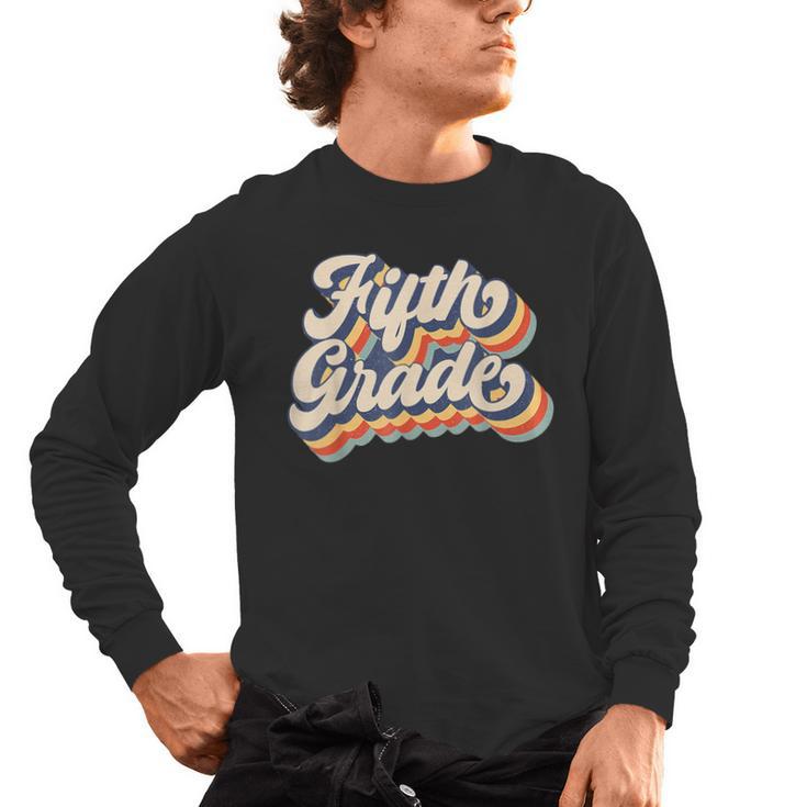 Retro Sunset Fifth Grade Teacher & Student Back To School Men's Long Sleeve T-Shirt