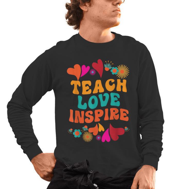 Retro Teach Love Inspire Back To School Teachers Men's Long Sleeve T-Shirt