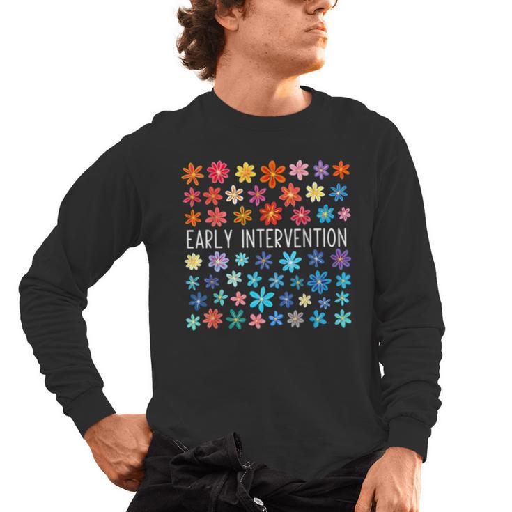 Retro Wildflower Early Intervention Teacher Interventionist Men's Long Sleeve T-Shirt