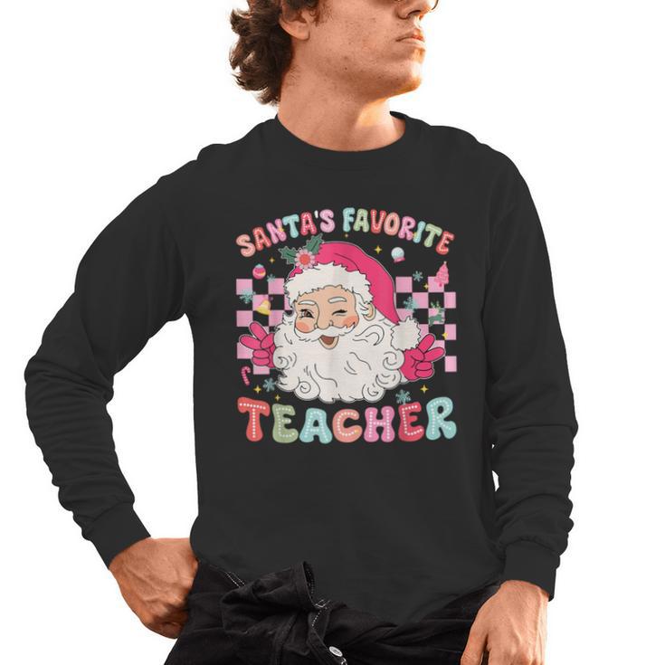 Santa Favorite Teacher Shirt Teacher Christmas Men's Long Sleeve T-Shirt