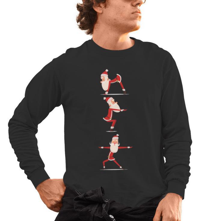 Santa Yoga Poses For Yogi Teacher Christmas Yoga Poses Men's Long Sleeve T-Shirt
