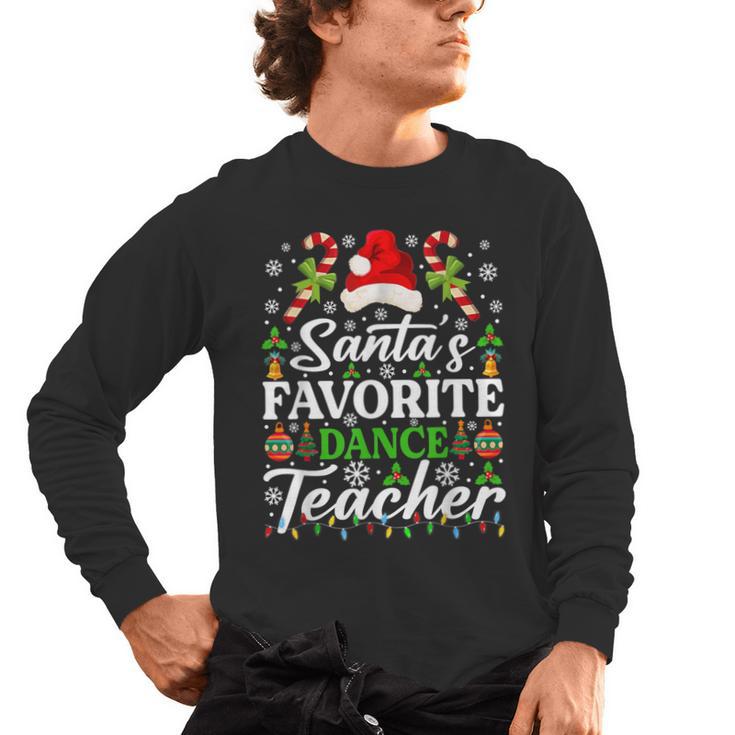 Santa's Favorite Dance Teacher Shirt Christmas Pajama Men's Long Sleeve T-Shirt