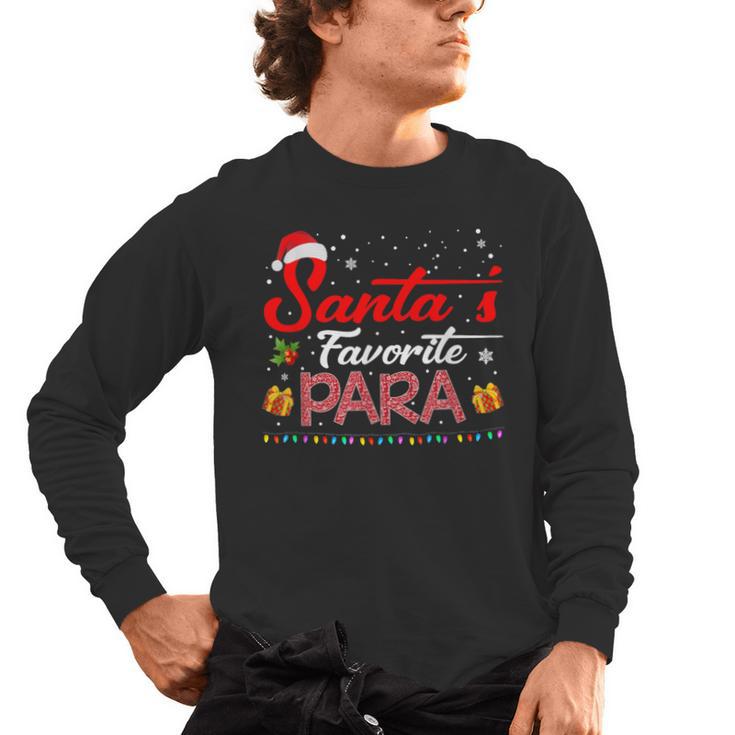 Santa's Favorite Para Christmas Paraprofessional Teacher Men's Long Sleeve T-Shirt