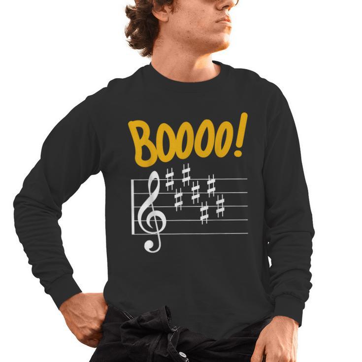 Scary Key Signature Boo Music Halloween Musician Teacher Men Women Men's Long Sleeve T-Shirt