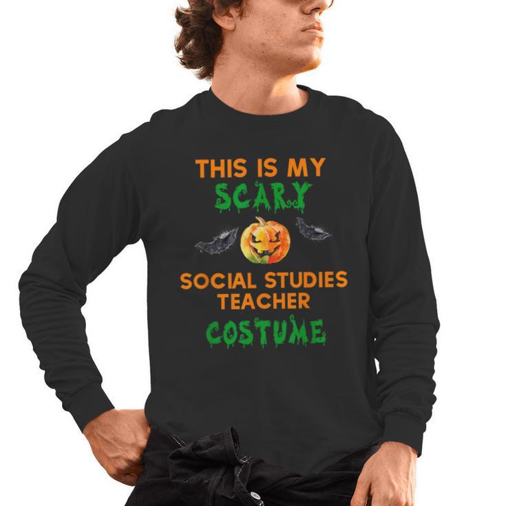 My Scary Social Studies Teacher Costume Halloween Men Women Men's Long Sleeve T-Shirt