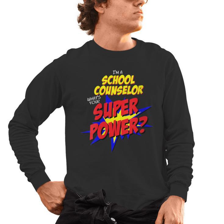 School Counselor Teacher Superhero Superpower Comic Book Men's Long Sleeve T-Shirt