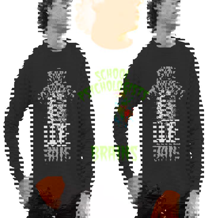 School Psychologists Love Brains Halloween Teacher Counselor Men&#x27;s Long Sleeve T-Shirt