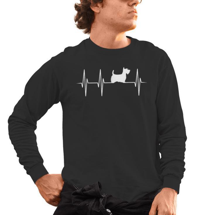 Scottish Terrier Dog Heartbeat Scottie Dog Lover T-Shirt Men's Long Sleeve T-Shirt