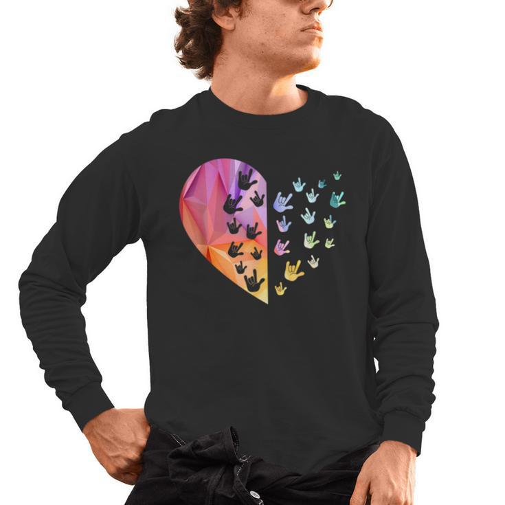 Sign Language Heart ASL For Deaf Teacher Men's Long Sleeve T-Shirt
