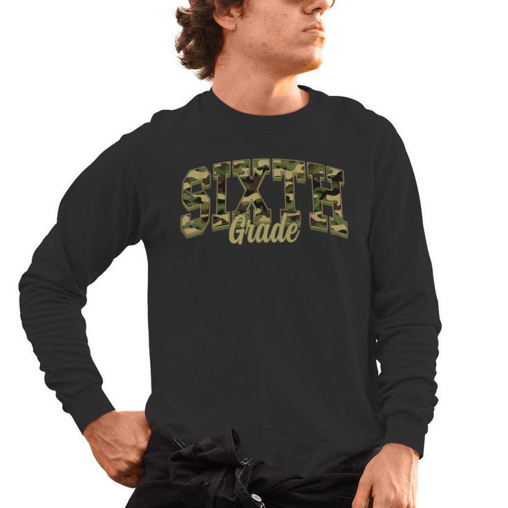 Sixth Grade Teacher Student Camouflage Back To School Men's Long Sleeve T-Shirt