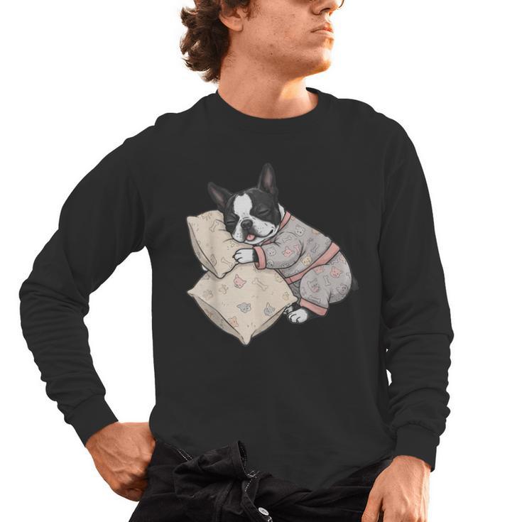 Sleepy Boston Terrier Pajama Men Women Kids Men's Long Sleeve T-Shirt
