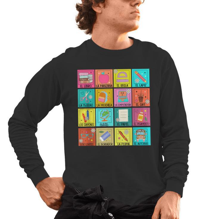 Spanish Teacher Back To School Maestra Dual Language Crew Men's Long Sleeve T-Shirt
