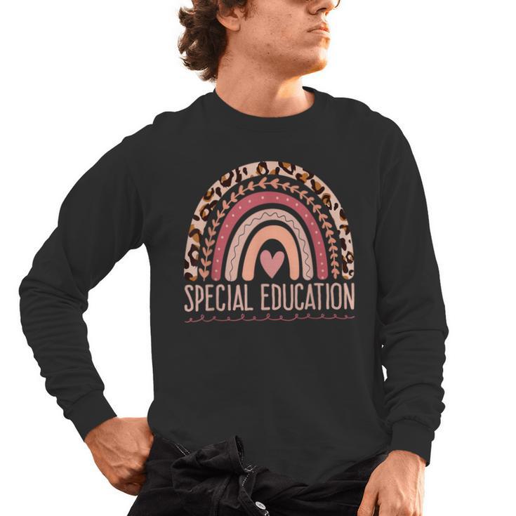 Special Education Shirt Teacher SPED Leopard Boho Rainbow Men's Long Sleeve T-Shirt