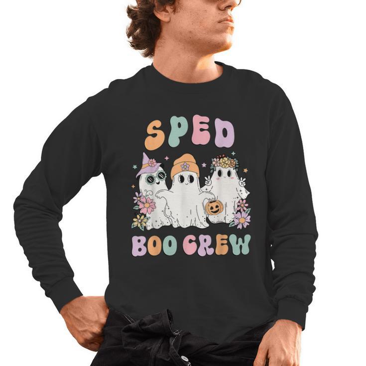 SPED Boo Crew Halloween Floral Ghost Special Ed SPED Teacher For Men Women Kids Men's Long Sleeve T-Shirt