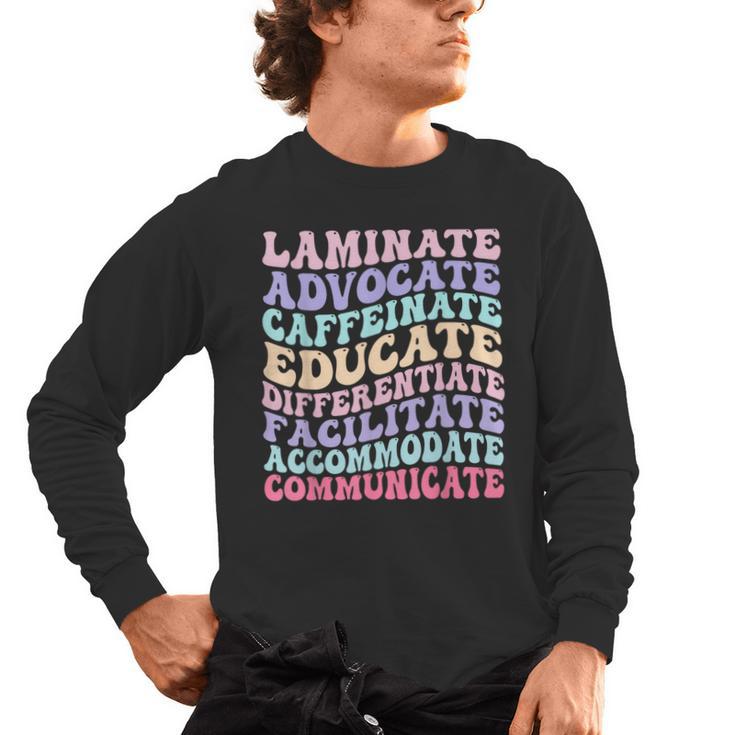 Sped Caffeinate Advocate Laminate Educate Teacher Men's Long Sleeve T-Shirt