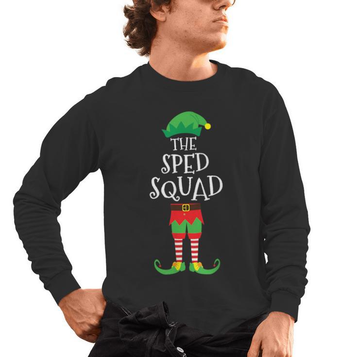 SPED Squad Elf Teacher Matching Christmas Party Pajama Men's Long Sleeve T-Shirt