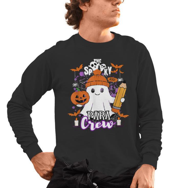 Spooky Para Crew Ghost Halloween Paraprofessional Teacher Men's Long Sleeve T-Shirt