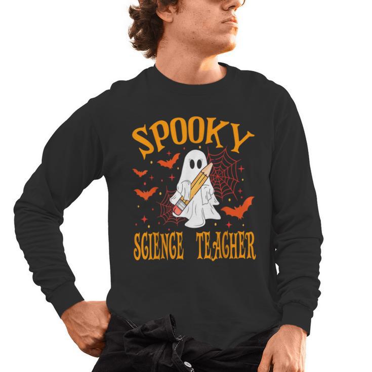 Spooky Science Teacher Ghost Halloween School Women Men's Long Sleeve T-Shirt