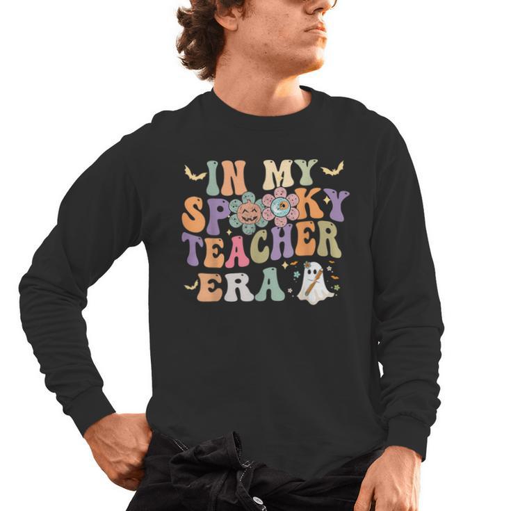 In My Spooky Teacher Era Groovy Hippie Retro Ghost Halloween Men Women Kids Men's Long Sleeve T-Shirt