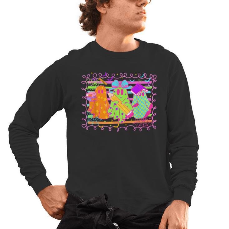 Spooky Teacher Halloween Ghost Fall Autumn Season Women Men's Long Sleeve T-Shirt