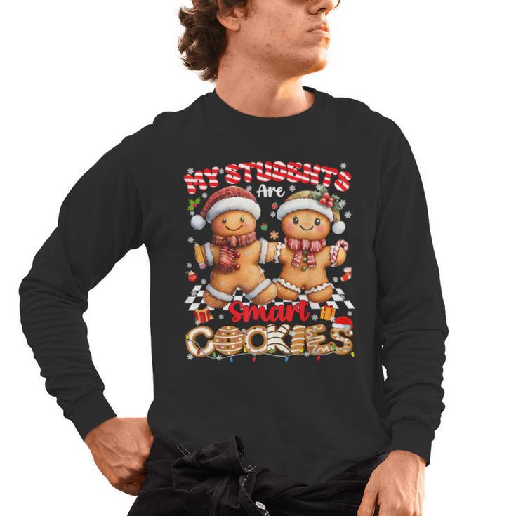 My Student Are Smart Cookies Pjs Christmas Xmas Teacher Men's Long Sleeve T-Shirt