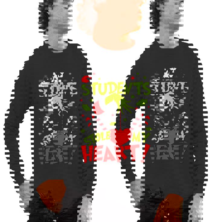 My Students Stole My Heart Teacher Holiday Merry Christmas Men&#x27;s Long Sleeve T-Shirt