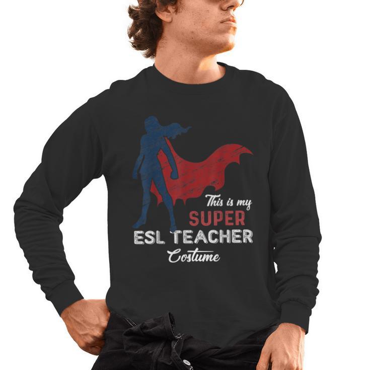 This Is My Super ESL Teacher Costume Lazy Halloween Men's Long Sleeve T-Shirt, trending gift This Is My Super ESL Teacher Costume Lazy Halloween Men's Long Sleeve T-Shirt, trending gift