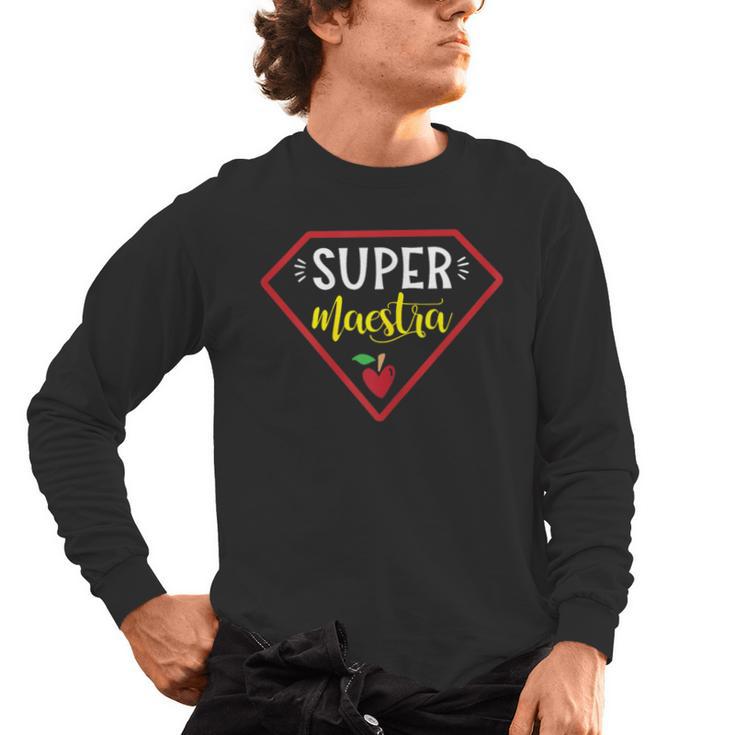 Super Heroe Maestra Espanol Spanish Super Teacher Men's Long Sleeve T-Shirt
