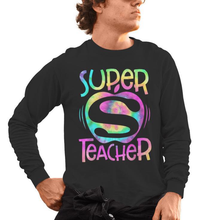 Super Teacher Back To School Apple Tie Dye First Day Men's Long Sleeve T-Shirt