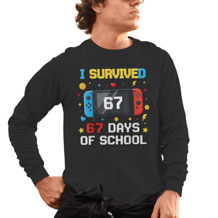 I Survived 67 Days Of School 67 Teacher Squad Matching Men's Long Sleeve T-Shirt