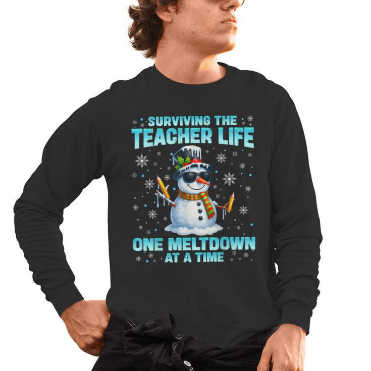 Surviving The Teacher Life Pjs Pajamas Christmas Xmas Teache Men's Long Sleeve T-Shirt