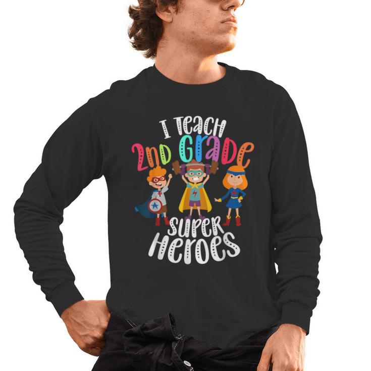 I Teach 2nd Grade Superheroes Back To School Teacher Men Women Girls Kids Men's Long Sleeve T-Shirt