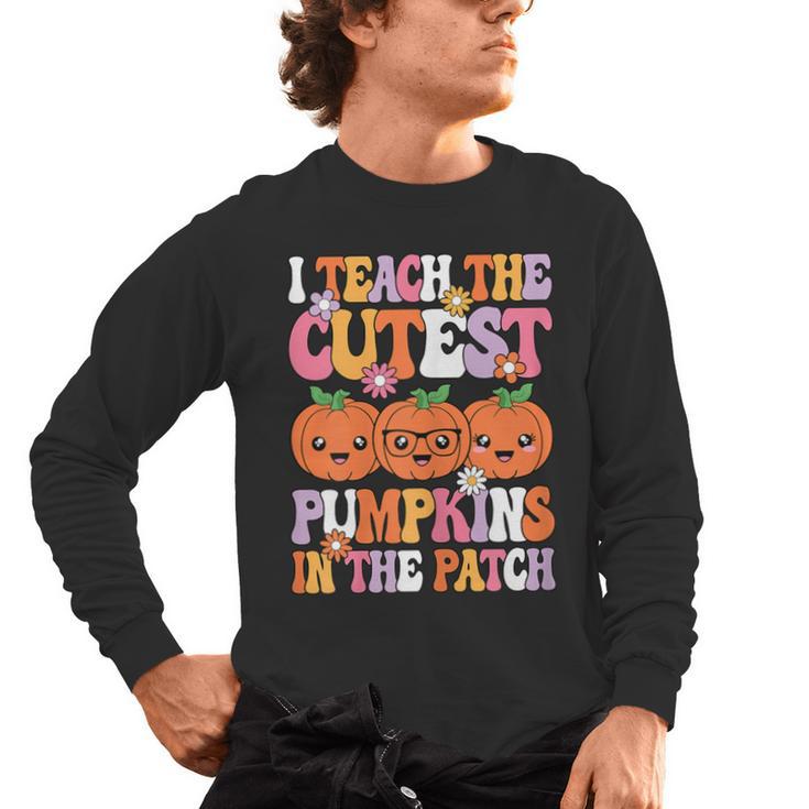 I Teach The Cutest Pumpkins Halloween Fall Teacher Women Men's Long Sleeve T-Shirt