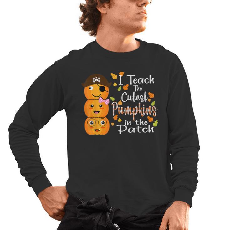 I Teach The Cutest Pumpkins Halloween Shirt For Teachers Men's Long Sleeve T-Shirt