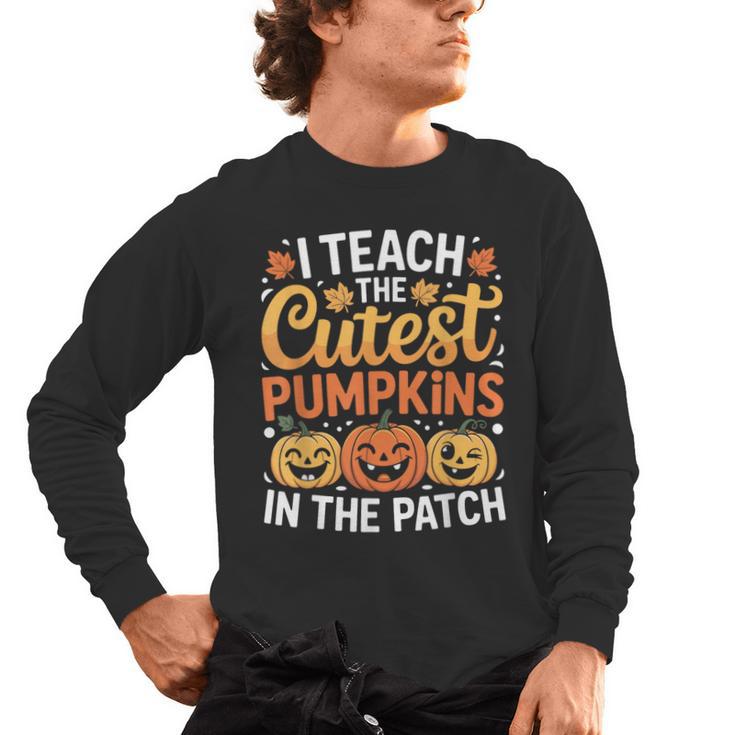 I Teach The Cutest Pumpkins Tshirt Halloween Teacher Men's Long Sleeve T-Shirt