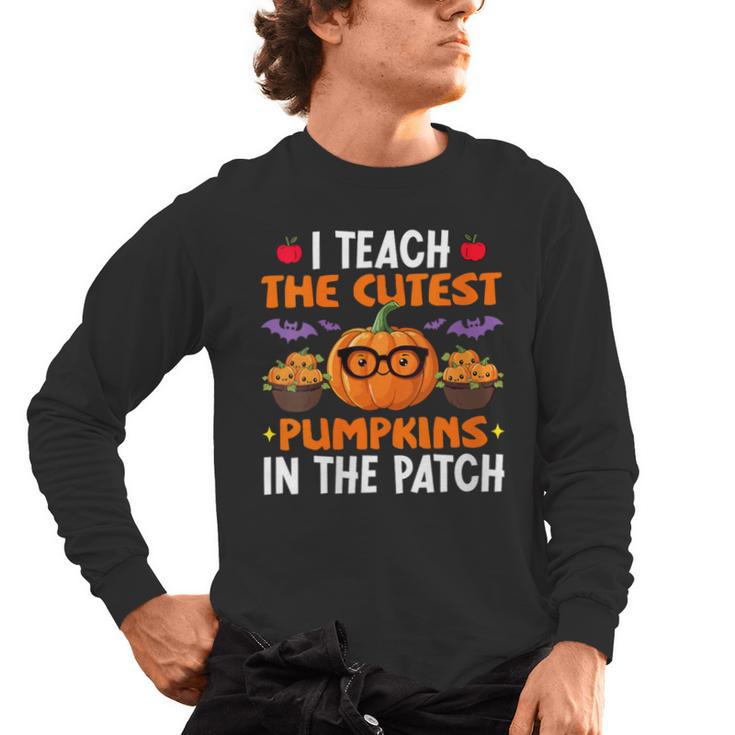 I Teach The Cutest Pumpkins In The Patch Halloween Teacher Men's Long Sleeve T-Shirt