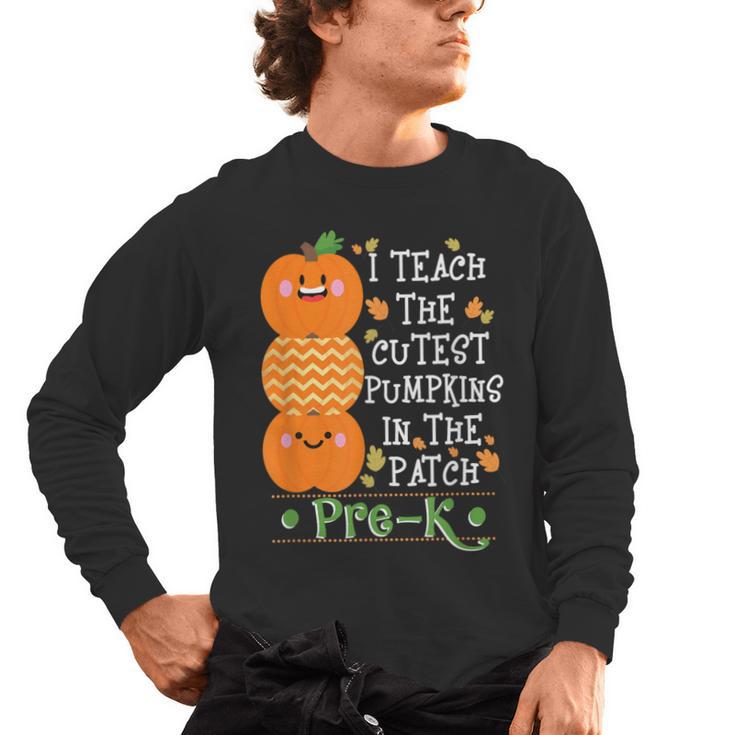 I Teach The Cutest Pumpkins In Patch Pre-K Halloween Teacher Men's Long Sleeve T-Shirt