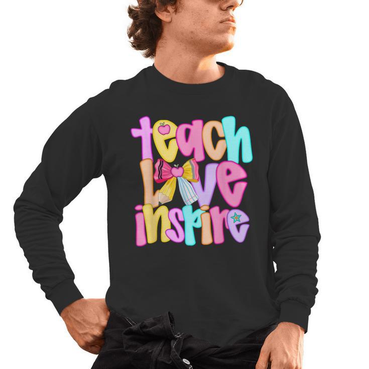 Teach Love Inspire Preppy Back To School Teacher Women Men's Long Sleeve T-Shirt