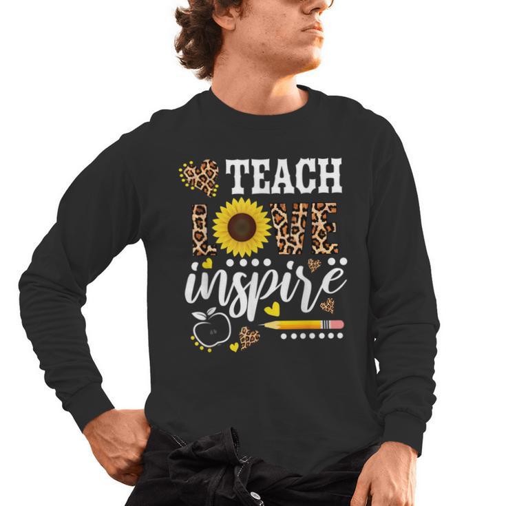 TEACH LOVE INSPIRE Teacher Sunflower Appreciation Men's Long Sleeve T-Shirt
