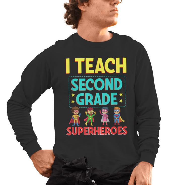 I Teach Second Grade Superheroes Teacher Superhero Men's Long Sleeve T-Shirt
