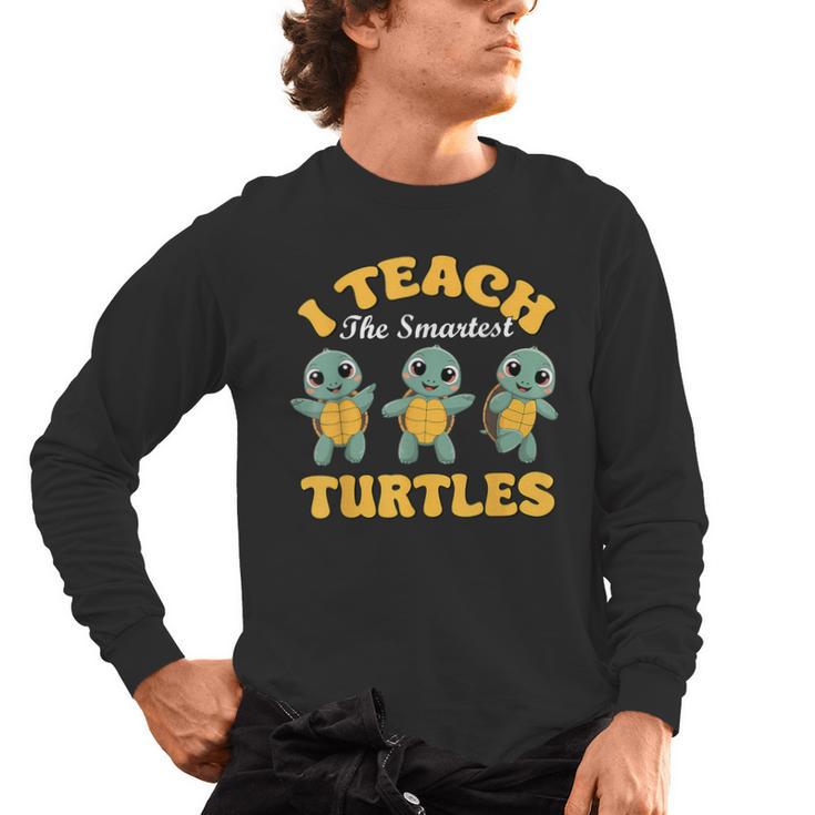 I Teach The Smartest Turtles Thanksgiving Proud Teacher Job Men's Long Sleeve T-Shirt