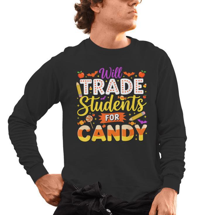 Teacher Cute Will Trade Students For Candy Halloween Costume Men's Long Sleeve T-Shirt