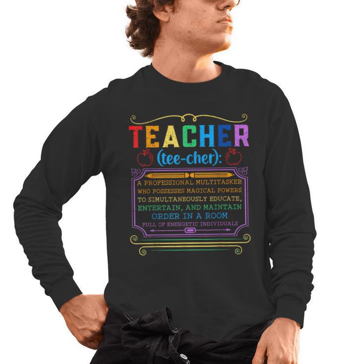 Teacher Definition Teaching School Teacher Men's Long Sleeve T-Shirt