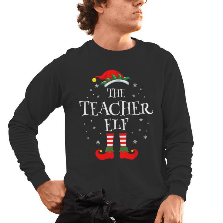The Teacher Elf Christmas Family Matching Group Xmas Men's Long Sleeve T-Shirt
