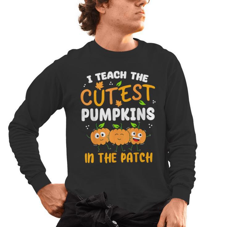 Teacher Halloween Pre-K Teacher Kindergarten Cutest Pumpkins Men Women Kids Men's Long Sleeve T-Shirt