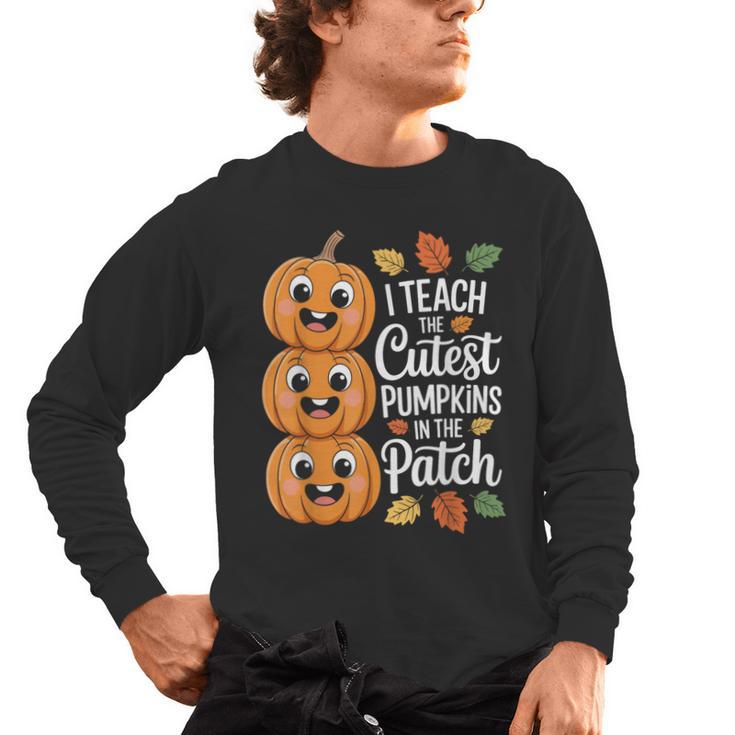 Teacher Halloween Tshirts I Teach The Cutest Pumpkins Men's Long Sleeve T-Shirt