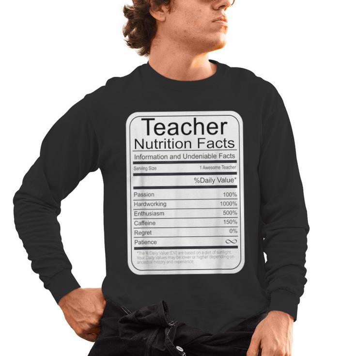 Teacher Nutrition Facts Teachers Nutritional Fact Men's Long Sleeve T-Shirt