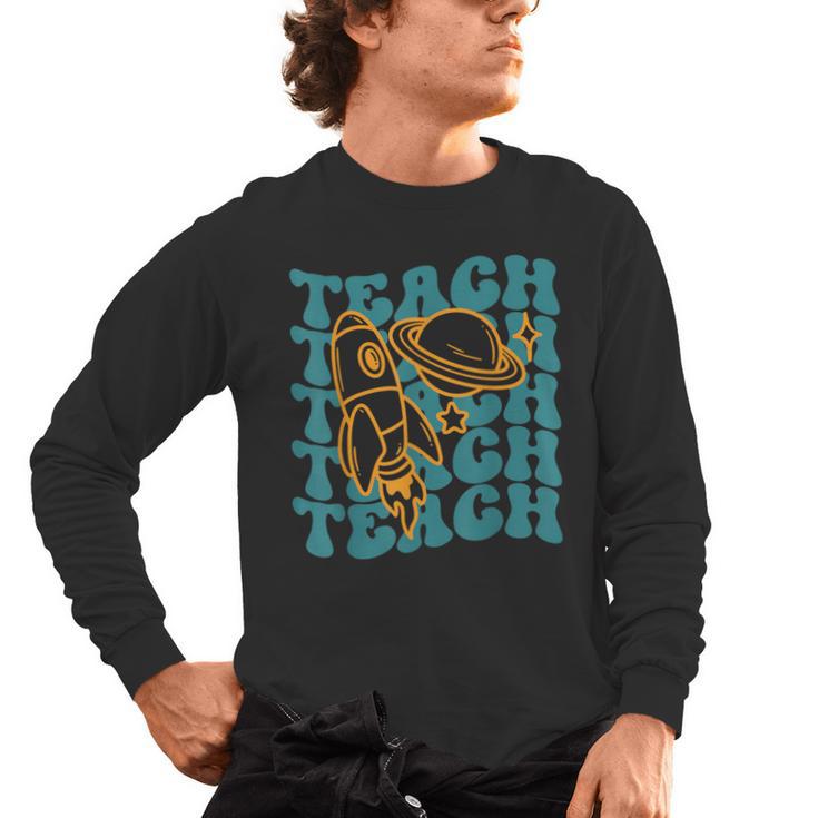 Teacher Outer Space Science Astronomy Planet Saturn Teach Men's Long Sleeve T-Shirt